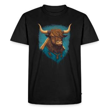 Yak en chemise - T-shirt Premium bio Homme - noir - Devant - Nico (187cm)