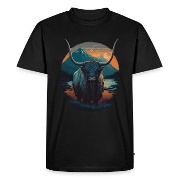 Yak avec d’énormes cornes - T-shirt Premium bio Homme - noir - Devant - Nico (187cm)