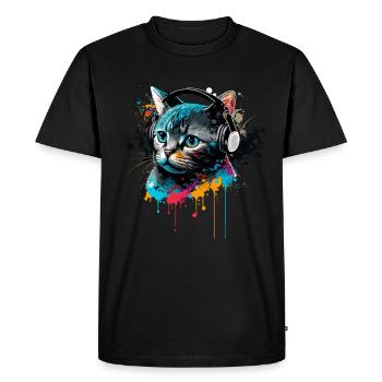 Chat musical - T-shirt Premium bio Homme - noir - Devant - Nico (187cm)