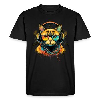 DJ Cat - T-shirt Premium bio Homme - noir - Devant - Nico (187cm)