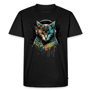 Cat Head - Men's Premium Organic T-Shirt - black - Front - Nico (187cm)
