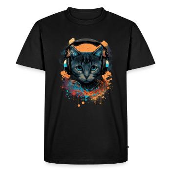 Hardstyle Cat - Men's Premium Organic T-Shirt - black - Front - Nico (187cm)