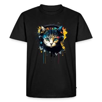 Chat et musique - T-shirt Premium bio Homme - noir - Devant - Nico (187cm)