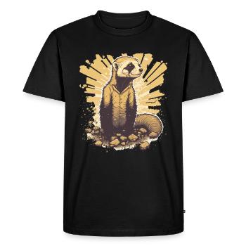 Furet sortant de son trou - T-shirt Premium bio Homme - noir - Devant - Nico (187cm)