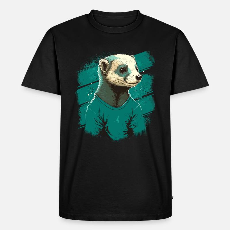 Frettchen mit Hemd - Männer Premium Bio T-Shirt - Schwarz