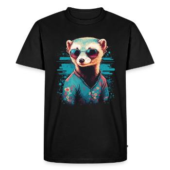 Furet avec lunettes de soleil - T-shirt Premium bio Homme - noir - Devant - Nico (187cm)