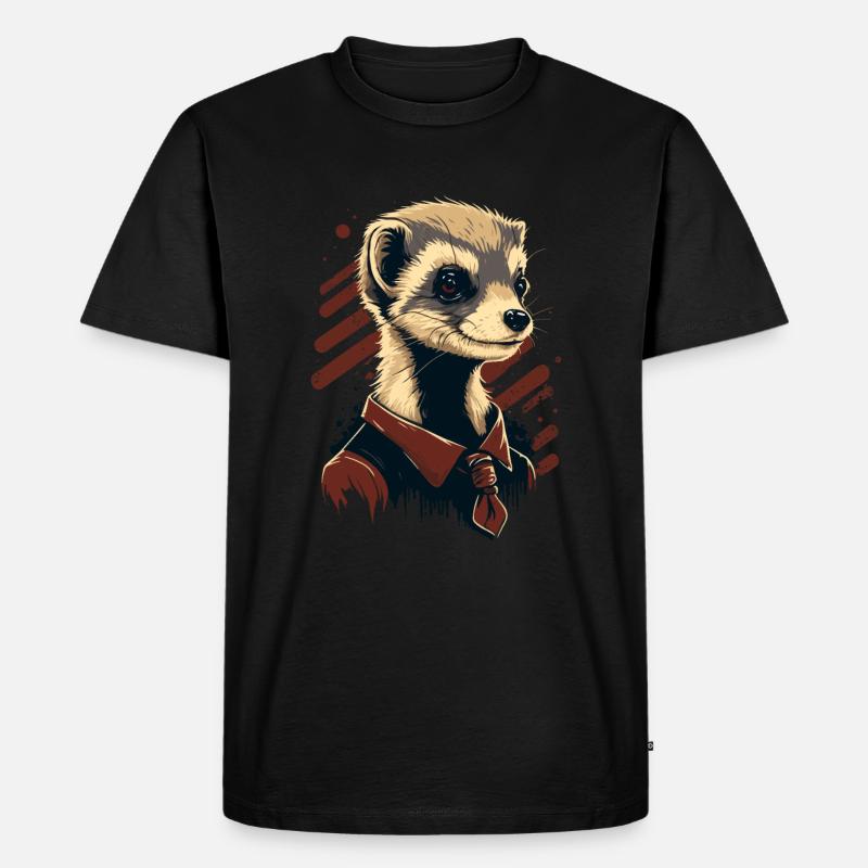 Frettchen mit Krawatte - Männer Premium Bio T-Shirt - Schwarz