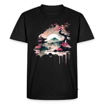 Japanese Sunrise - Men's Premium Organic T-Shirt - black - Front - Nico (187cm)