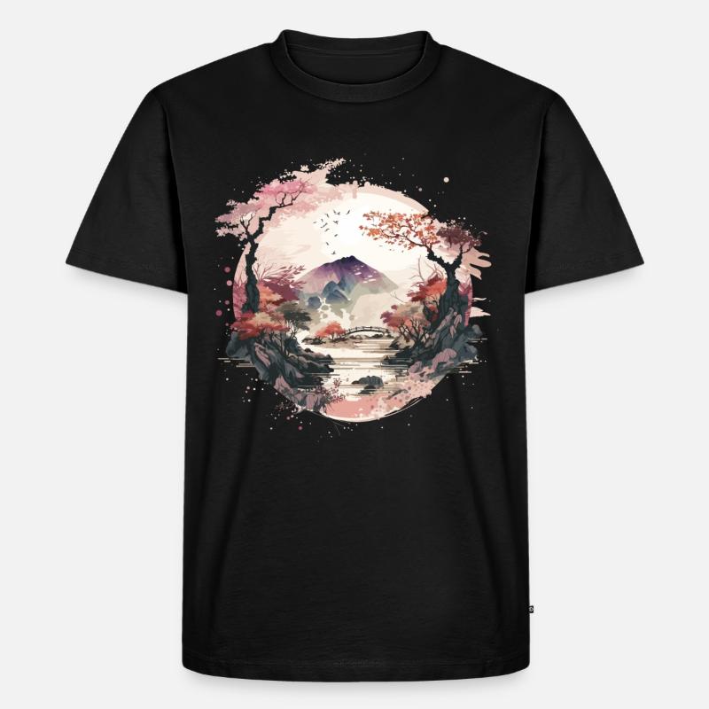 Zen-Garten - Männer Premium Bio T-Shirt - Schwarz
