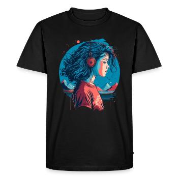 Vintage Lo-Fi Girl - T-shirt Premium bio Homme - noir - Devant - Nico (187cm)