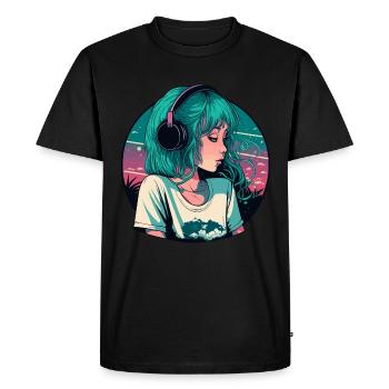 Cute Lo-Fi Girl - Men's Premium Organic T-Shirt - black - Front - Nico (187cm)