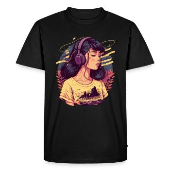 Tokyo Girl écoute Chill Beats - T-shirt Premium bio Homme - noir - Devant - Nico (187cm)