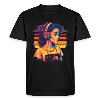 Les filles aiment la musique - T-shirt Premium bio Homme - noir - Devant - Nico (187cm)