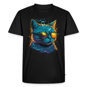Electric Music Cat - Men's Premium Organic T-Shirt - black - Front - Nico (187cm)
