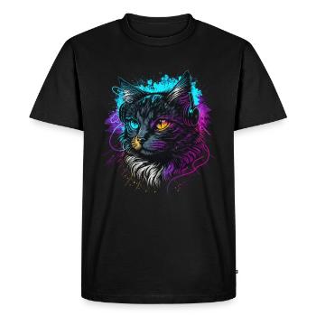 Producteur Chat - T-shirt Premium bio Homme - noir - Devant - Nico (187cm)