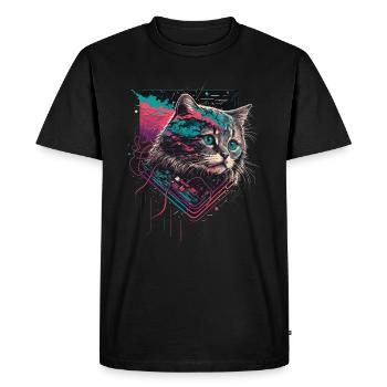 Illustration de chat fou - T-shirt Premium bio Homme - noir - Devant - Nico (187cm)