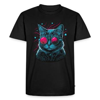 Dj Cat - Men's Premium Organic T-Shirt - black - Front - Nico (187cm)