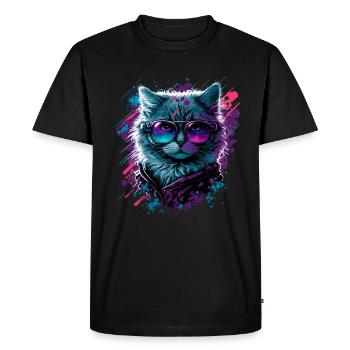 Néo Chat - T-shirt Premium bio Homme - noir - Devant - Nico (187cm)