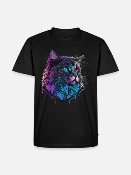 Vaper Cat Illustration - Men's Premium Organic T-Shirt - black