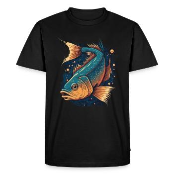 Fish Painting - Men's Premium Organic T-Shirt - black - Front - Nico (187cm)
