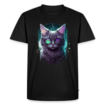 Sky High Cat - Men's Premium Organic T-Shirt - black - Front - Nico (187cm)