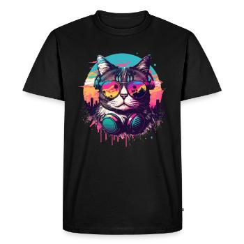 Chat de Miami Beach - T-shirt Premium bio Homme - noir - Devant - Nico (187cm)