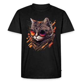 Chat Vintagepunk - T-shirt Premium bio Homme - noir - Devant - Nico (187cm)