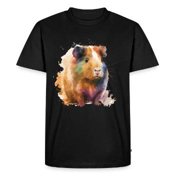 Illustration du propriétaire du cochon d’Inde - T-shirt Premium bio Homme - noir - Devant - Nico (187cm)