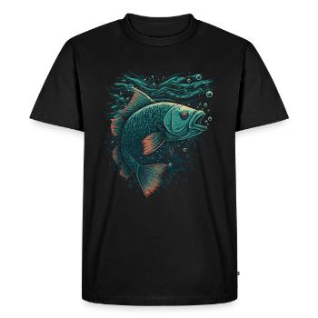 Poisson à la bouche ouverte - T-shirt Premium bio Homme - noir - Devant - Nico (187cm)