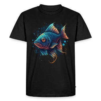 Œuvre d’art sur les poissons - T-shirt Premium bio Homme - noir - Devant - Nico (187cm)