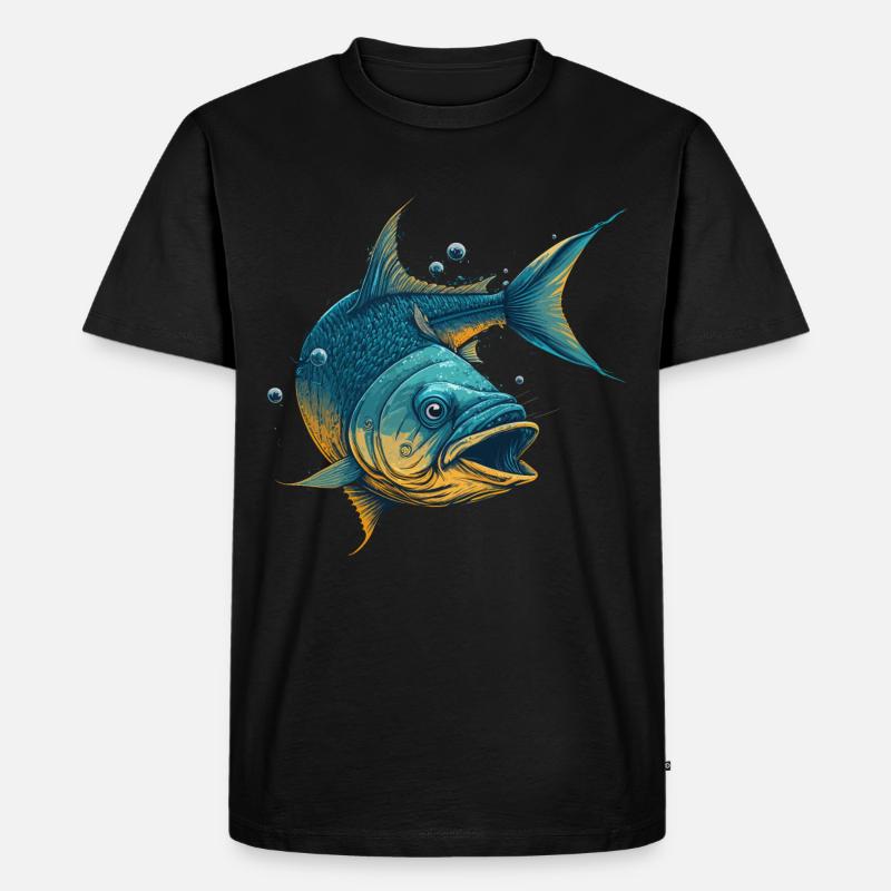 Fischmalerei - Männer Premium Bio T-Shirt - Schwarz