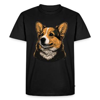 À la recherche de Corgi - T-shirt Premium bio Homme - noir - Devant - Nico (187cm)