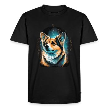 Glowing Corgi - Men's Premium Organic T-Shirt - black - Front - Nico (187cm)