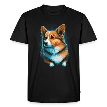 Glowing Background Corgi - Men's Premium Organic T-Shirt - black - Front - Nico (187cm)
