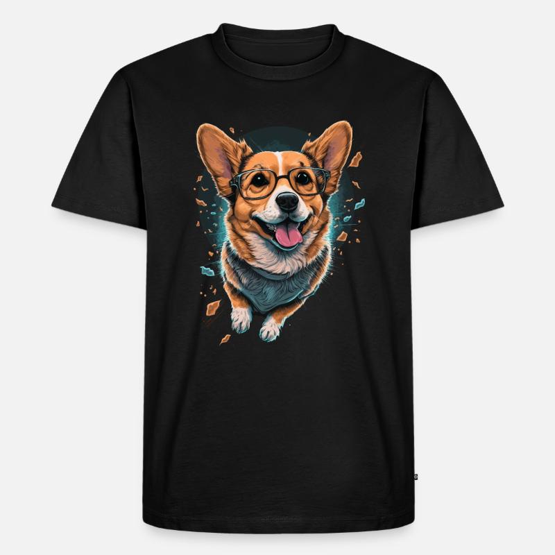 Lustiger Corgi - Männer Premium Bio T-Shirt - Schwarz