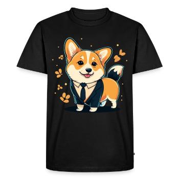 Corgi Puppy Fun - T-shirt Premium bio Homme - noir - Devant - Nico (187cm)