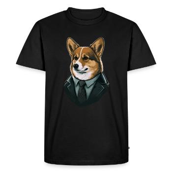 Illustration d’art Corgi décective - T-shirt Premium bio Homme - noir - Devant - Nico (187cm)
