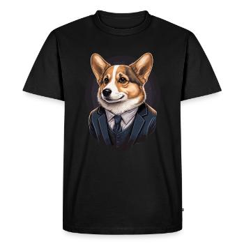 Chien Corgi parfait - T-shirt Premium bio Homme - noir - Devant - Nico (187cm)