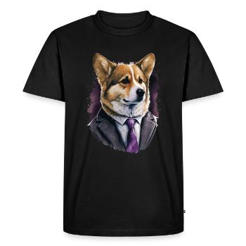 Fasionable élégant Corgi - T-shirt Premium bio Homme - noir - Devant - Nico (187cm)