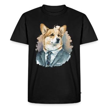Corgi bon sens du style - T-shirt Premium bio Homme - noir - Devant - Nico (187cm)