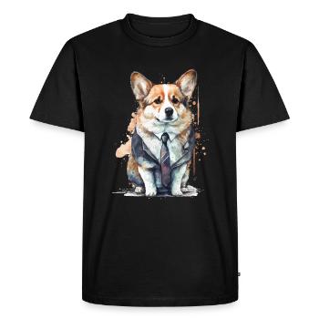 Corgi Dog Illustration - T-shirt Premium bio Homme - noir - Devant - Nico (187cm)