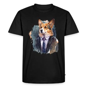 Looks chics Corgi - T-shirt Premium bio Homme - noir - Devant - Nico (187cm)