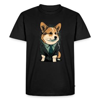 Corgi Habillé - T-shirt Premium bio Homme - noir - Devant - Nico (187cm)