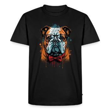 Smart Bulldog With Bowtie - Men's Premium Organic T-Shirt - black - Front - Nico (187cm)