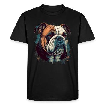 Illustration de la tête de bouledogue - T-shirt Premium bio Homme - noir - Devant - Nico (187cm)