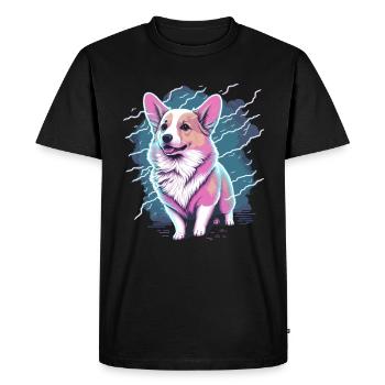 Electrifying Corgi Style - Men's Premium Organic T-Shirt - black - Front - Nico (187cm)