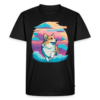 Jour Corgi - T-shirt Premium bio Homme - noir - Devant - Nico (187cm)