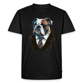 Bulldog in a Black Suit - Men's Premium Organic T-Shirt - black - Front - Nico (187cm)