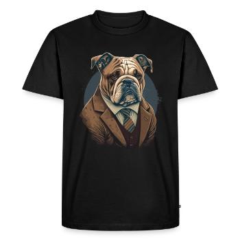 Behave Looking Bulldog - Men's Premium Organic T-Shirt - black - Front - Nico (187cm)