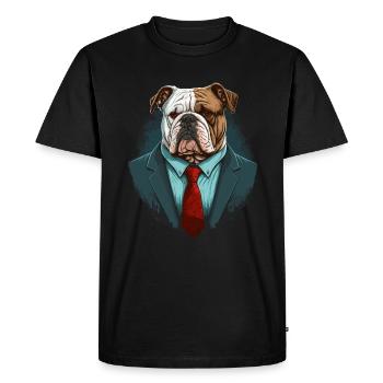 Red Eye Bulldog in Suit - Men's Premium Organic T-Shirt - black - Front - Nico (187cm)